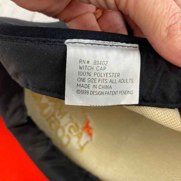 VTG 1999 Last Minute Costume Halloween Witch Hat Orange Black Bats On Size - Picture 7 of 9